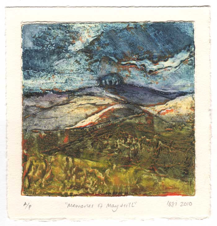 Collagraph print of May Hill, Gloucestershire